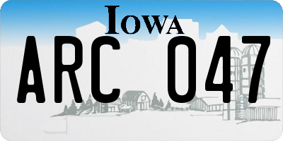 IA license plate ARC047