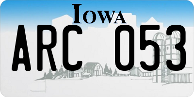 IA license plate ARC053