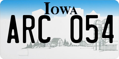 IA license plate ARC054