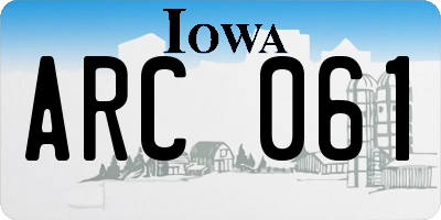 IA license plate ARC061