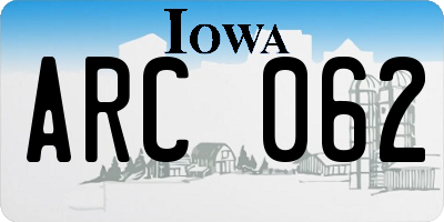 IA license plate ARC062