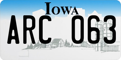 IA license plate ARC063