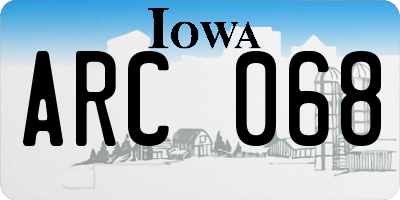 IA license plate ARC068