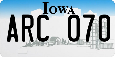 IA license plate ARC070