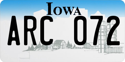 IA license plate ARC072