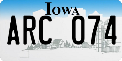 IA license plate ARC074