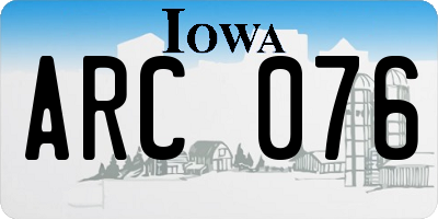IA license plate ARC076