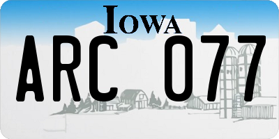 IA license plate ARC077