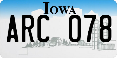 IA license plate ARC078