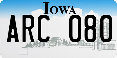 IA license plate ARC080