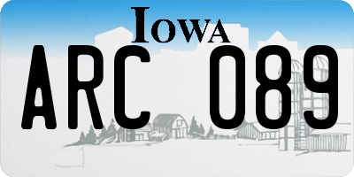 IA license plate ARC089