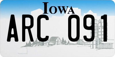 IA license plate ARC091