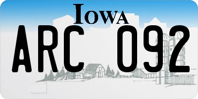 IA license plate ARC092