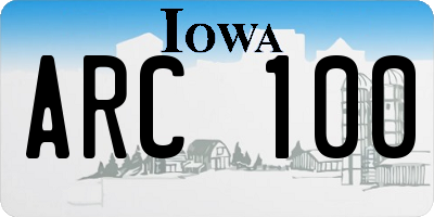 IA license plate ARC100