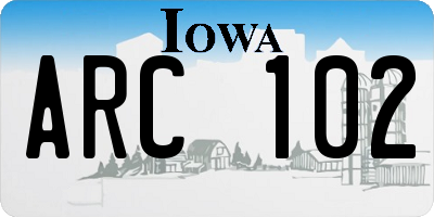 IA license plate ARC102