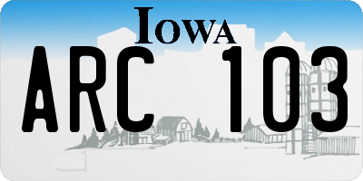 IA license plate ARC103