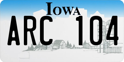 IA license plate ARC104