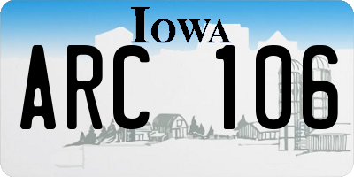 IA license plate ARC106