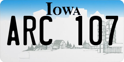 IA license plate ARC107
