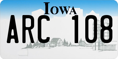 IA license plate ARC108