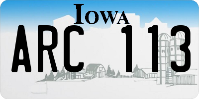 IA license plate ARC113