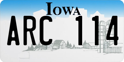 IA license plate ARC114