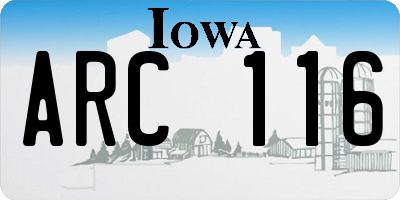 IA license plate ARC116