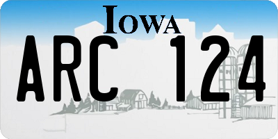 IA license plate ARC124