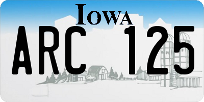 IA license plate ARC125