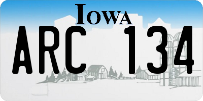 IA license plate ARC134