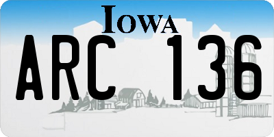 IA license plate ARC136