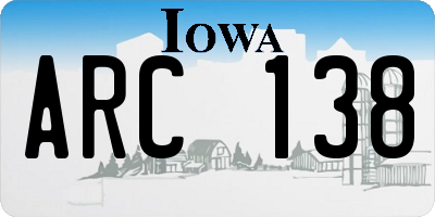 IA license plate ARC138