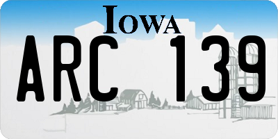 IA license plate ARC139