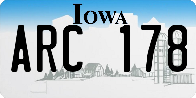 IA license plate ARC178