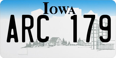 IA license plate ARC179
