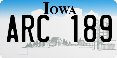 IA license plate ARC189