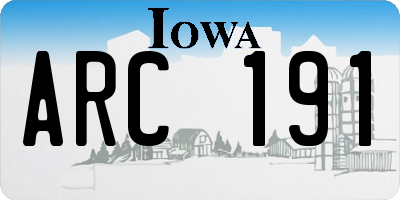 IA license plate ARC191