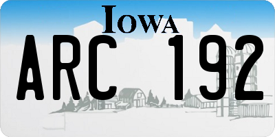 IA license plate ARC192