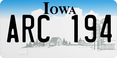 IA license plate ARC194