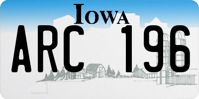 IA license plate ARC196