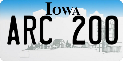 IA license plate ARC200