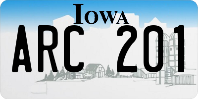 IA license plate ARC201