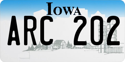 IA license plate ARC202