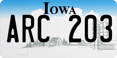 IA license plate ARC203