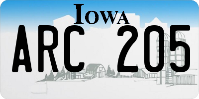 IA license plate ARC205