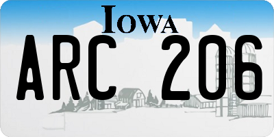 IA license plate ARC206