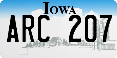 IA license plate ARC207