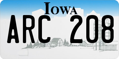 IA license plate ARC208