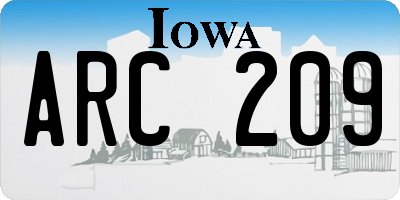 IA license plate ARC209