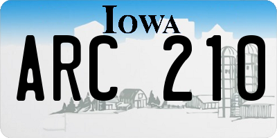 IA license plate ARC210